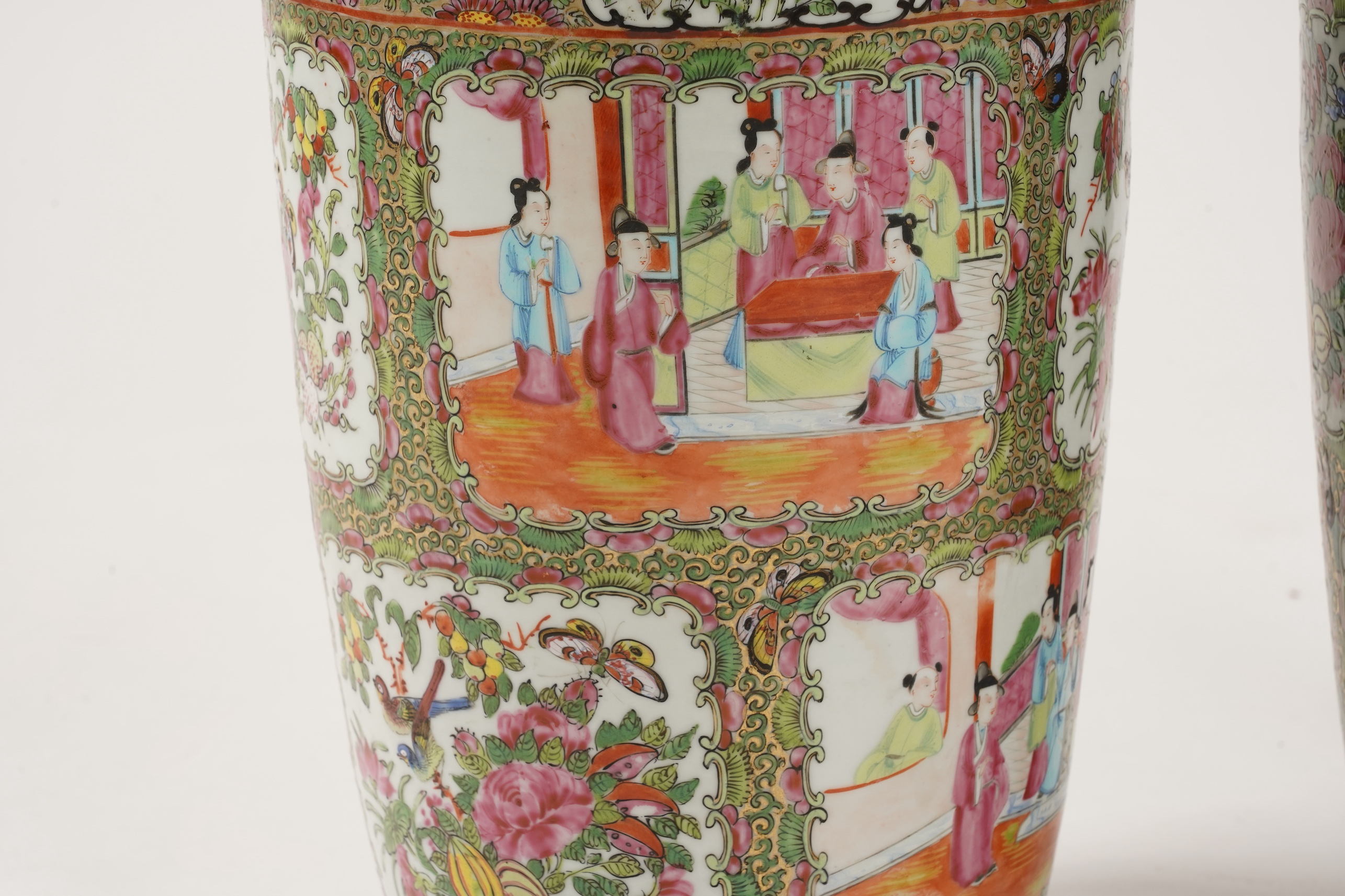 A pair of Chinese famille rose vases, 19th century